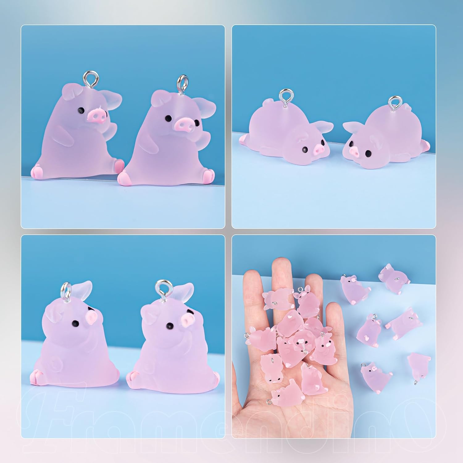 Framendino, 36 Pack Mini Resin Pig Charms Cute Luminous Animal Pendants for Jewelry Making - Image 6