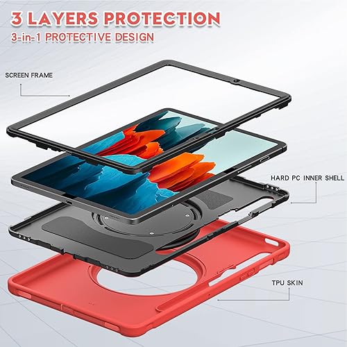 Vista 46 de ORIbox Defender - Funda para Samsung Galaxy Tab S8/Tab S7 de 11 pulgadas, protección contra caídas de cuerpo completo, parachoques 3 en 1 a prueba