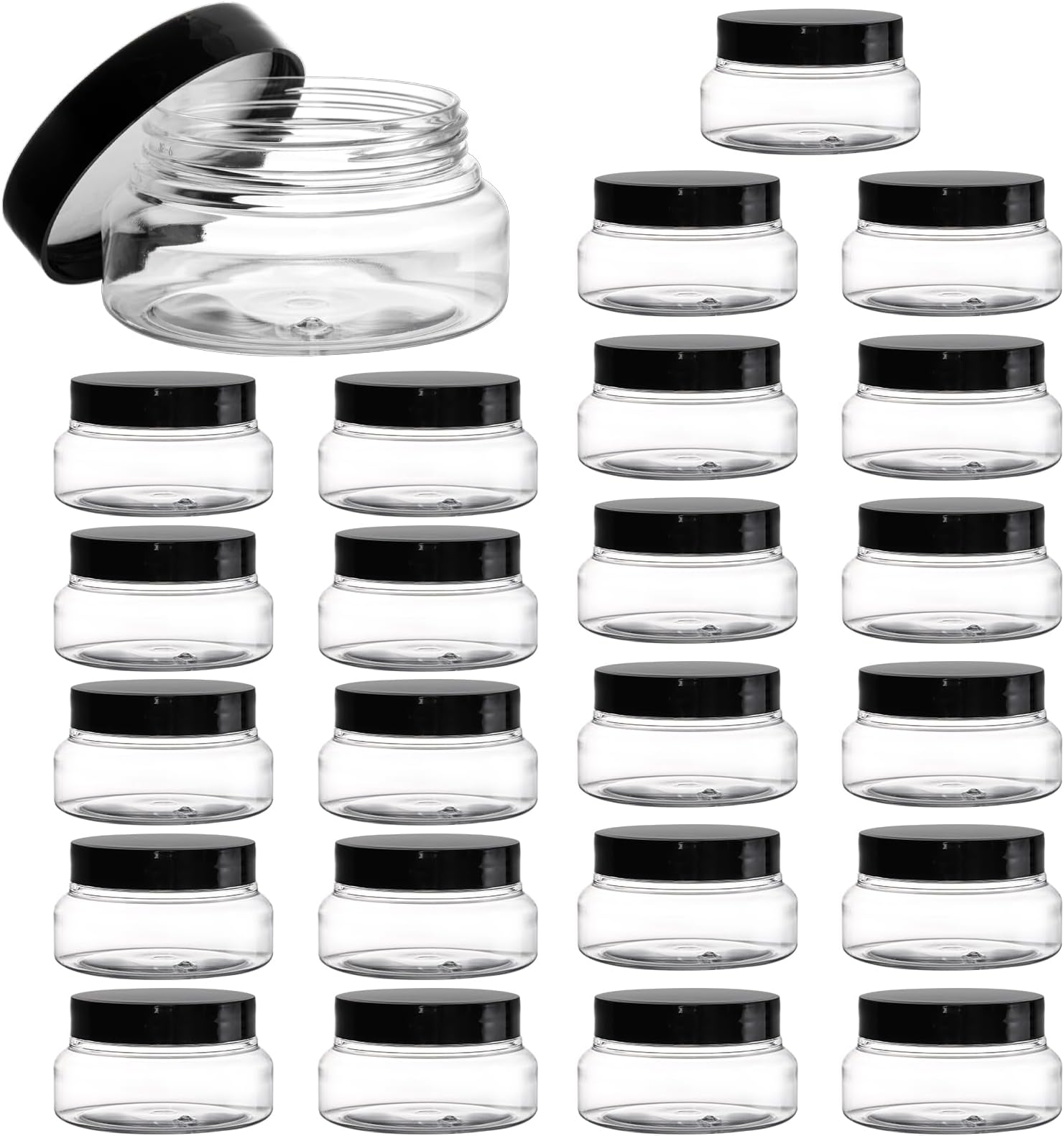 Amber Plastic Jars with Lids, 12 Pack Brown Body Scrub Jars