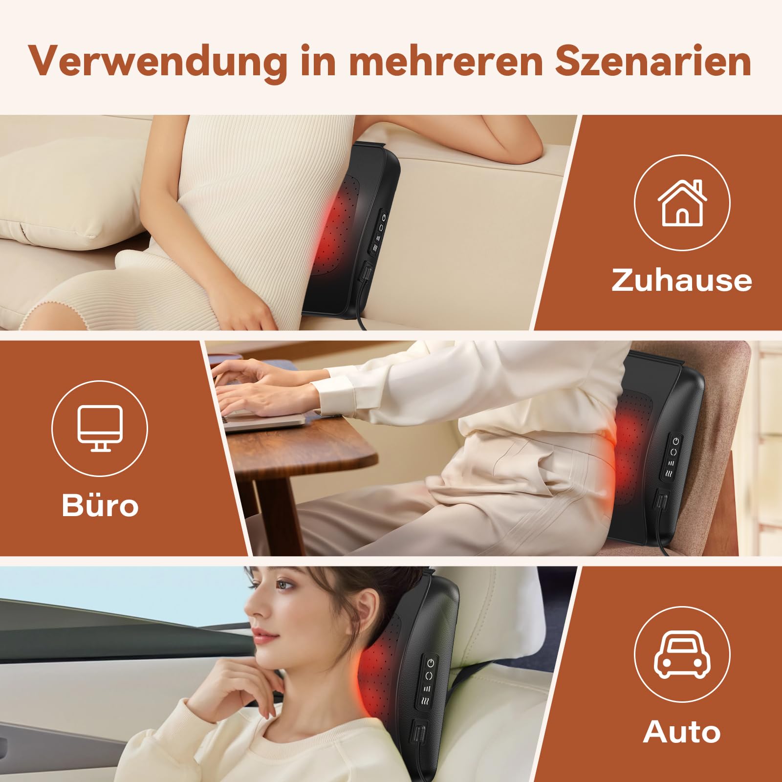 Nackenmassagegerät mit Wärme, Shiatsu Massagegerät 3D Knet Rückenmassagegerät, Massagekissen für Nacken Schulter Rücken, Geschenke für Männer Frauen Mama Papa