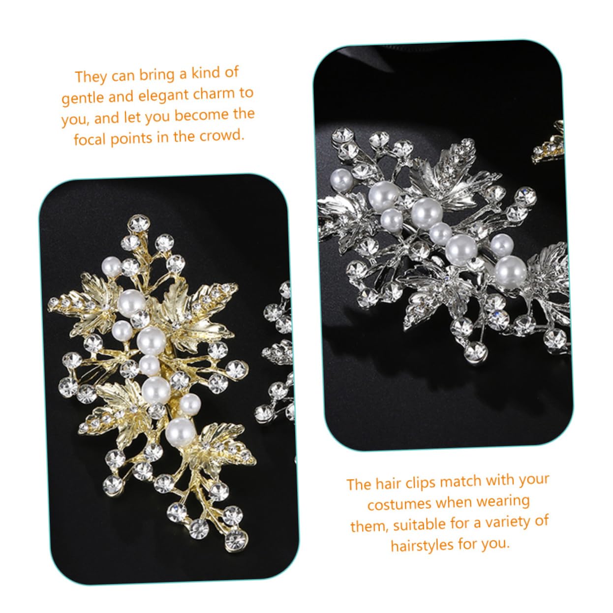 Ipetboom 10piezas Horquillas De Perlas Diseño Para Novias Accesorios De Cabello Brillantes Rhinestones Clips Para Boda y Eventos Especiales