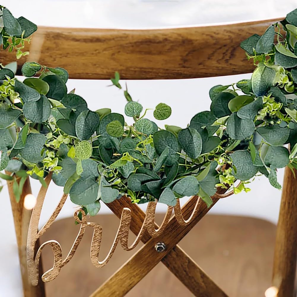 Ghirlanda di eucalipto artificiale, 180 cm, pianta rampicante finta per decorazione di matrimoni, foglie flessibili in polietilene per feste, centrotavola e arco