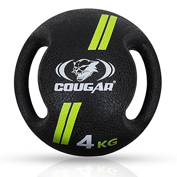 COUGAR Dual Handle Rubber Moulded Medicine Ball for Home and Gym Intense Workout, 4 KG