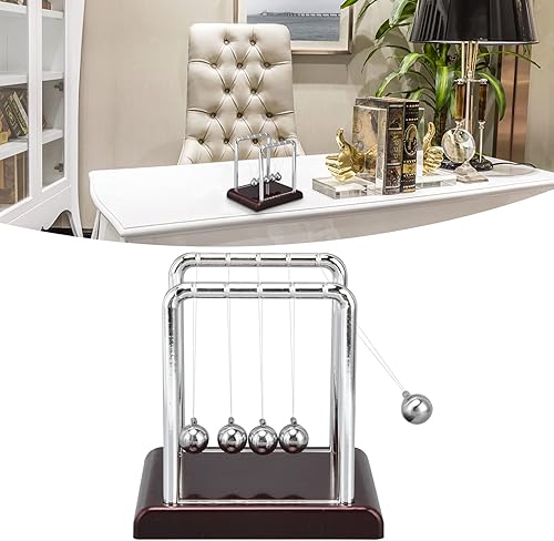 Miniatura 6 de Ejoyous Bola de equilibrio de Newton, bolas de péndulo de ciencia de física oscilante, juguete de movimiento de escritorio para decoración de