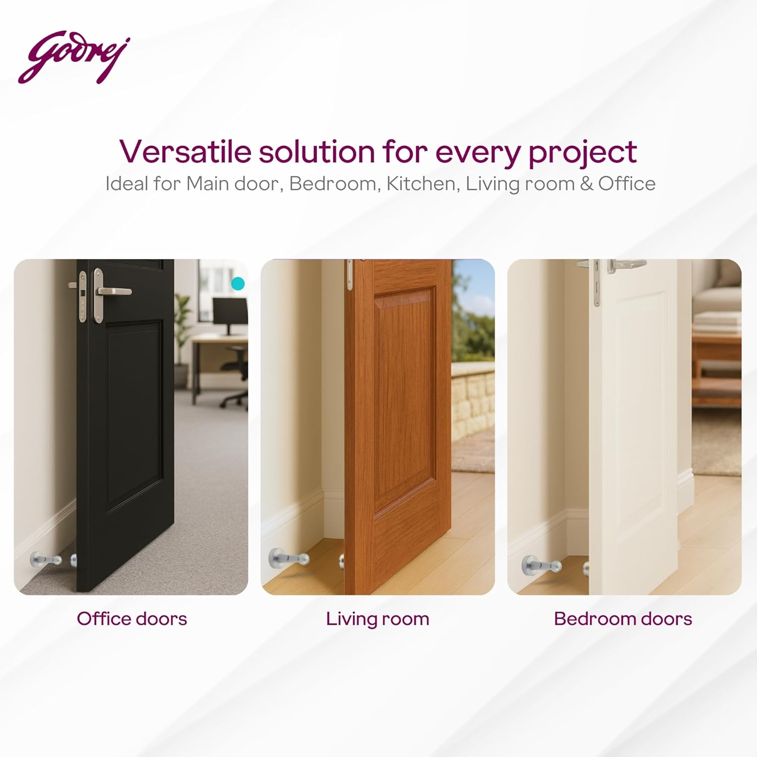 Godrej Door Fittings | SS Magentic Door Catcher | Satin Finish Round Door Stopper with Strong Magnet | for Wooden Doors, Wardrobes, Cabinets | Rust Resistant, Durable for Home & Office | 1Yr Warranty