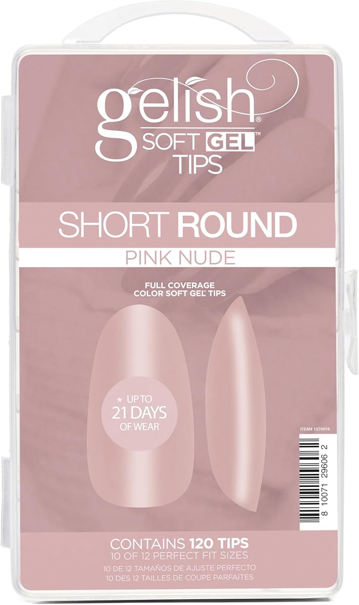 Puntas Gelish Nude Soft Gel™ - 120 unidades Extensión de uñas de calidad profesional para manicuras fuertes y duraderas - Fácil aplicación, apariencia natural, uña postiza preformada