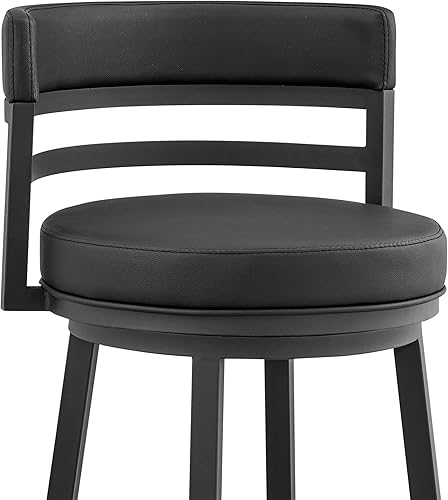 Miniatura 95 de Armen Living Madrid - Taburete giratorio de 30 pulgadas de altura de barra de cuero sintético gris moderno y acero inoxidable cepillado para Gris y