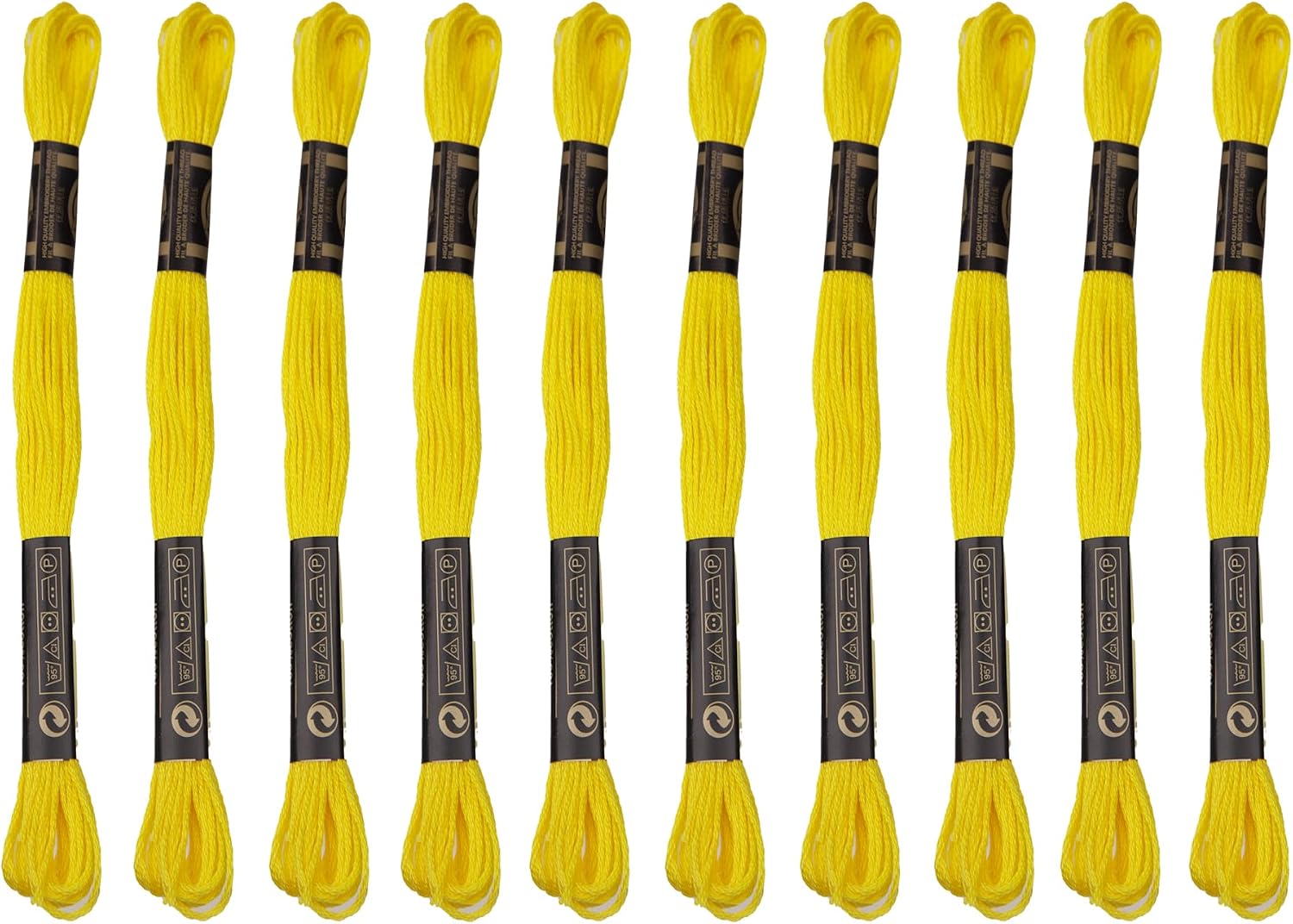 12 Skeins Embroidery Cotton Floss is 100% Egyptian Long Fiber Cotton of 8.75yds Each Cotton Cross Stitch Thread for Hand Embroidery DIY Creation and Friendship Bracelet String. (12, Yellow)