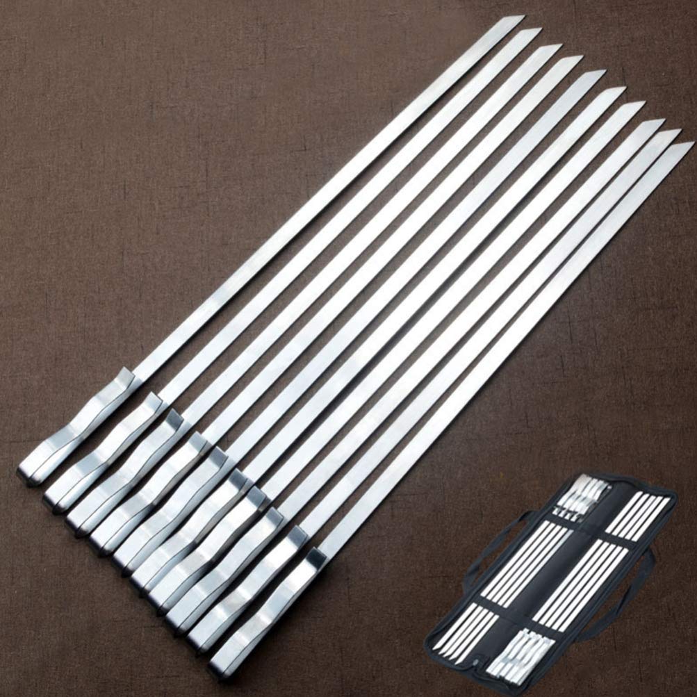 YARNOW 10pezzi Spiedini Per Barbecue in Acciaio Inox Da Set Di Spiedini Piatti Per Grigliate Manico Ondulato Cursore Integrato Per Facile Cottura Di Carne Verdure e Shish Kebab