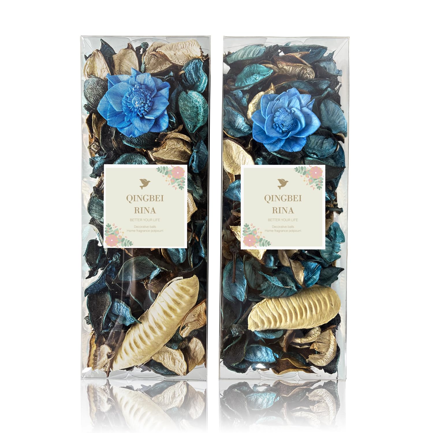 Qingbei Rina Summer Pot pourri,Ocean Scented Pot pourri Dried Flower,Decorative Bowl Vase Filler,Home Fragrance Sachets, Bathroom Decor, Blue-280g