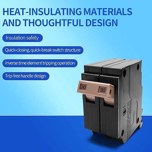 Miniatura 7 de Disyuntor C250 de 2 polos y 50 amperios, disyuntor de caja moldeada enchufable tipo 34 pulgadas, protección magnética térmica, 10 KAIC, 120240 V,