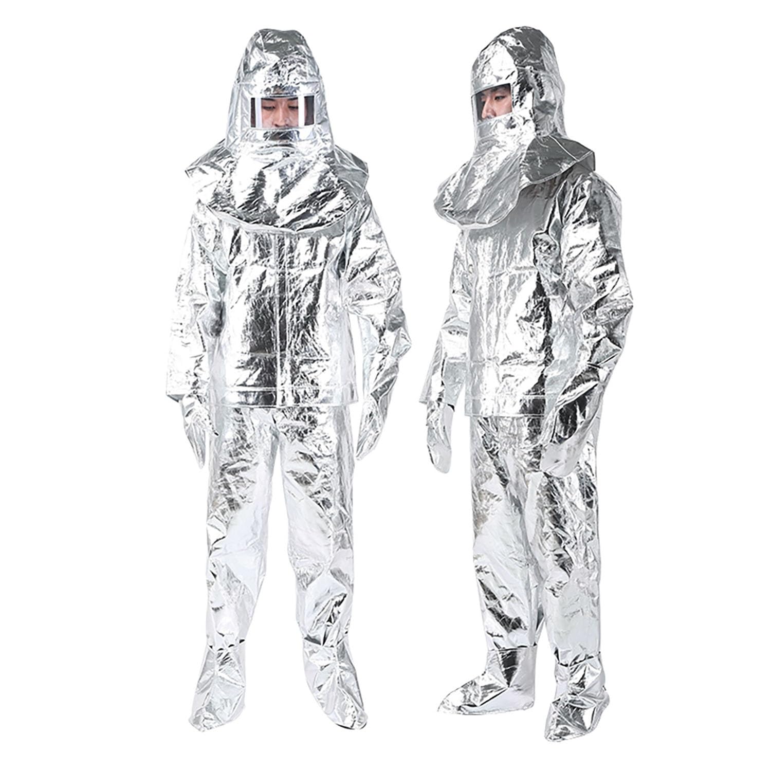 Traje ignífugo, Resistente a la radiación térmica de 500/1000 ℃, protección Corporal Completa, Ropa Resistente al Calor, Traje de Aluminio para Bomberos