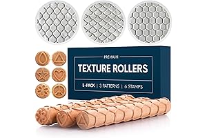 Byllstore Polymer Clay Tools Texture Rollers with Pottery Stamps