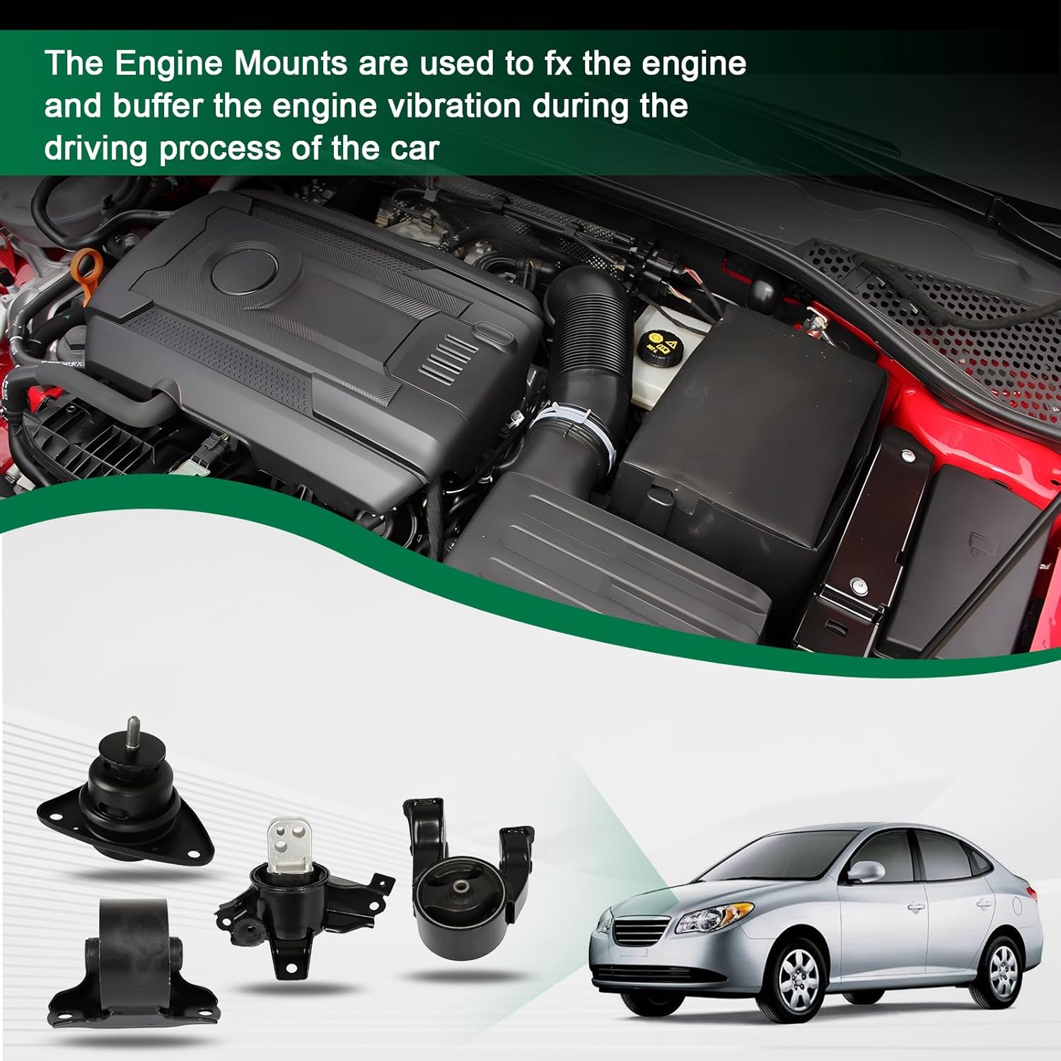 SCITOO Engine Motor Mount and Transmission Mount Set for Hyundai Elantra 2007-2012, A7148 A7155 A7161 A7167