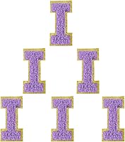 Vista 100 de 6 piezas de parches de letras de chenilla autoadhesivas, parches de letras preppy de 2 pulgadas para bolsos, ropa y sombreros, grandes pegatinas