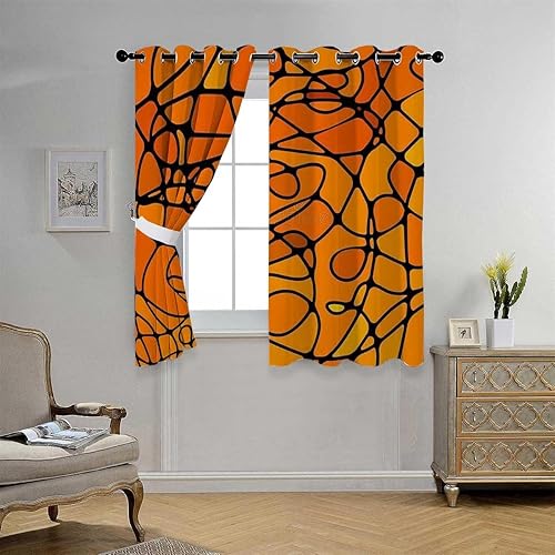 Miniatura 3 de Cortinas blackout naranja mosaico decoración arte cortina para puerta ventana bloqueador de ruido 72 pulgadas de ancho por 72 pulgadas de largo, 2