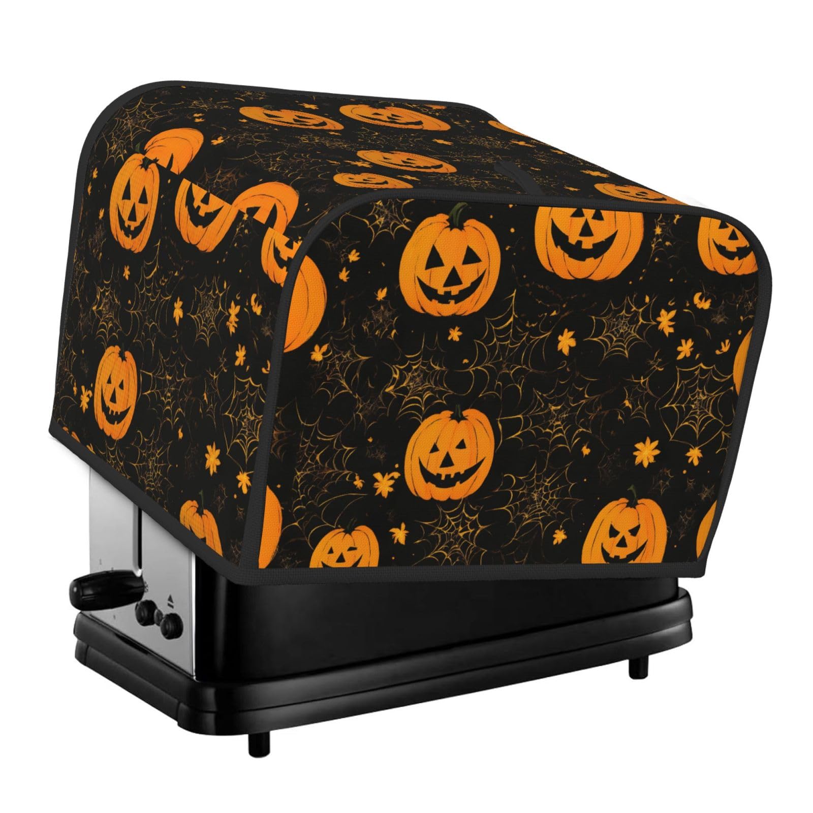 Halloween Pumpkin Print 4-Slice Toaster Cover Dustproof Waterproof Kitchen Appliance Protector For Bread