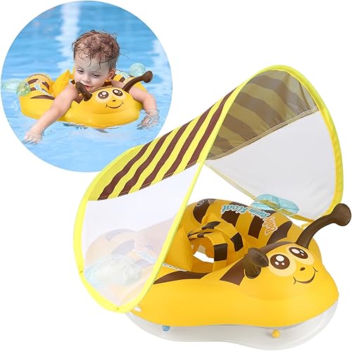 Miniatura 8 de Swimbobo - Flotador inflable para piscina para bebé, nave espacial, flotador de natación infantil con asiento de seguridad de tela, juguetes de