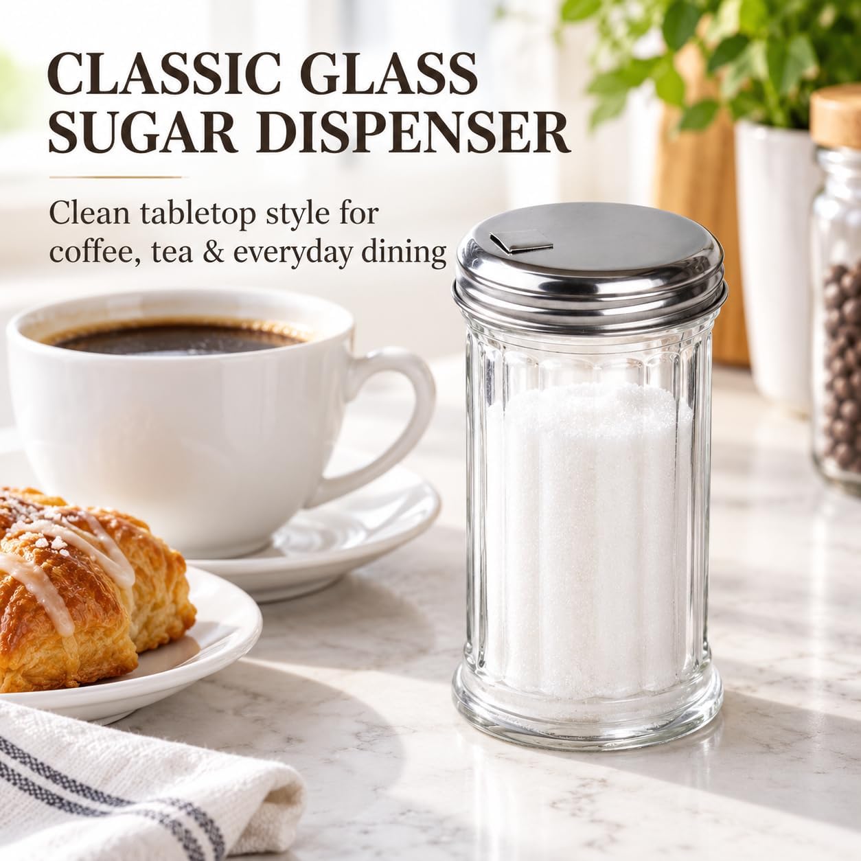 BNYD Glass Sugar Shaker Dispenser Pourer, 5.5 inch image 2