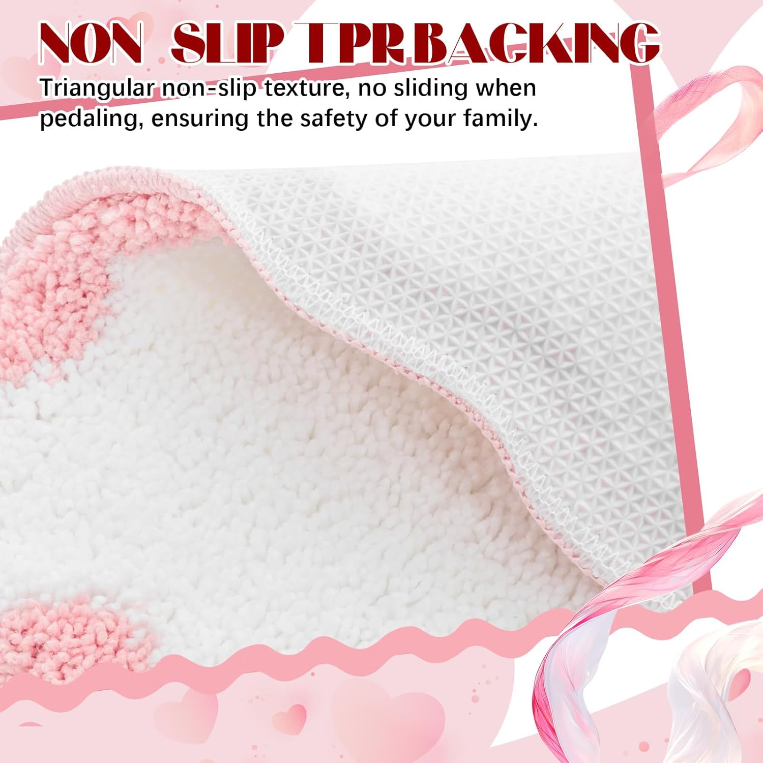 Dunzy Scalloped Pink Bathroom Rugs Set 2 Piece, Irregular Shaped Absorbent Soft Plush Microfiber Bathroom Mats, Pink and White Anti Slip Bath Rugs for Bedroom Kitchen Bathtub, 20" x 32"+16" x 24"