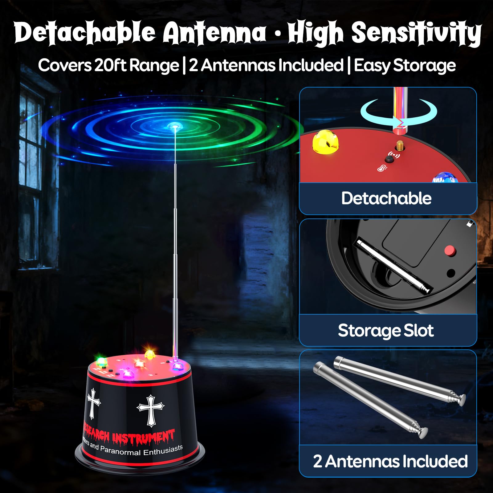 Equipo de caza de fantasmas mejorado 2026: detector EMF mejorado con amplificador de campo magnético avanzado y ATDD de precisión de ± 1 °C, calibración automática, sensibilidad de 5 niveles, batería