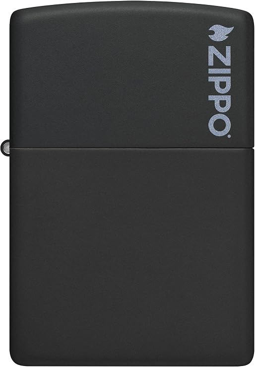 Zippo Logo Black Matte Pocket Lighter