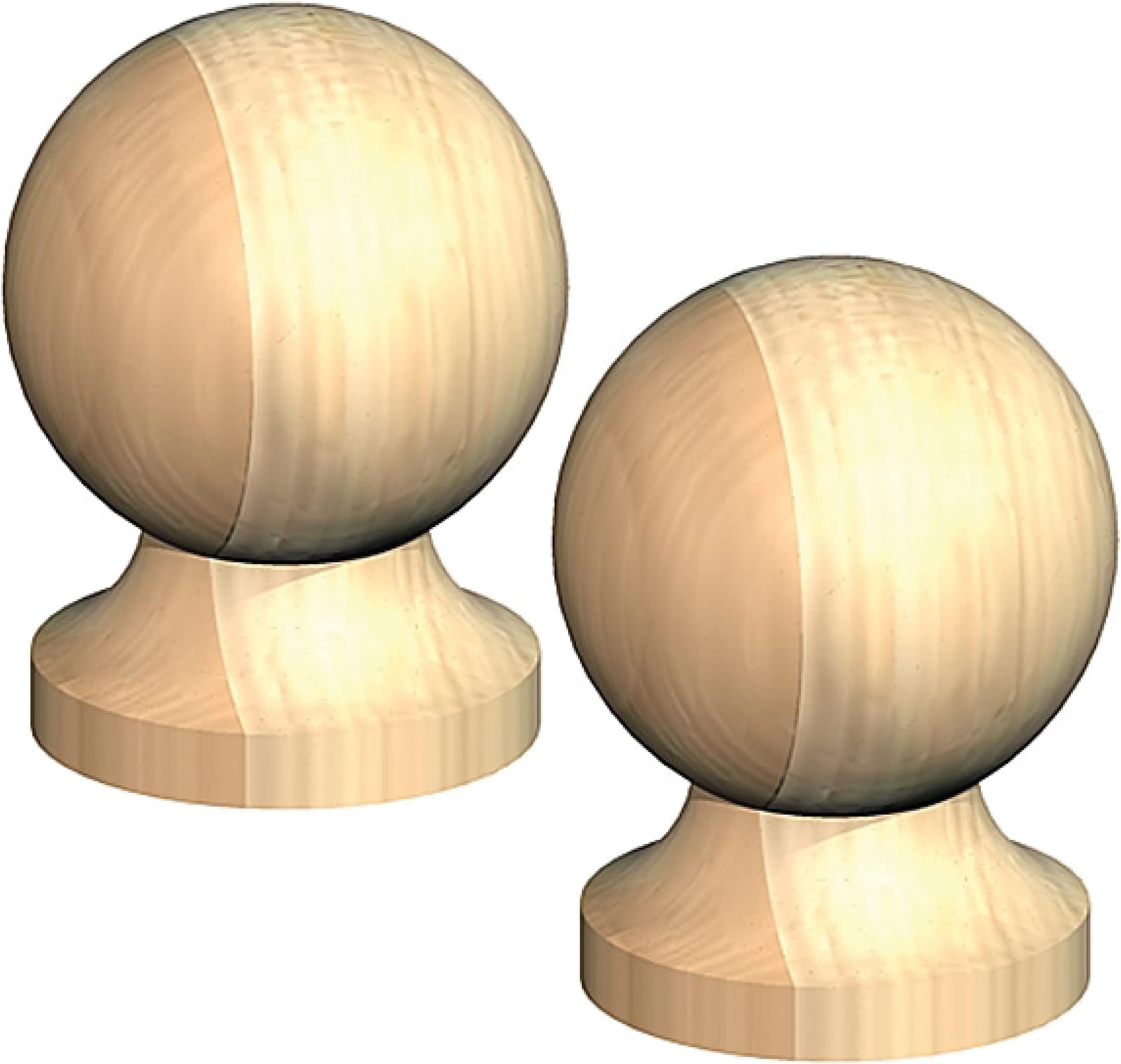 Round Wooden Post Top Finial Ball for 3" 75mm Post Cap Untreated Green Brown (Untreated Plain)