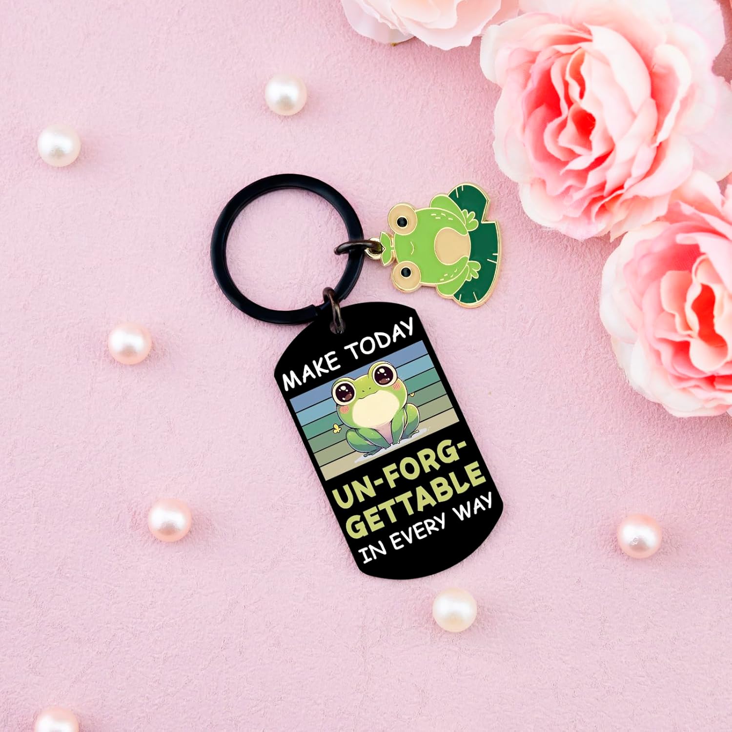 Frog Gifts For Women Men Girls Boys Frog Car Accessories Positive Leap Frog Keychain Emotional Support Gifts For Frogs Lovers Cute Frogs Stuff For Birthday Inspirational Gift For Women - Image 3