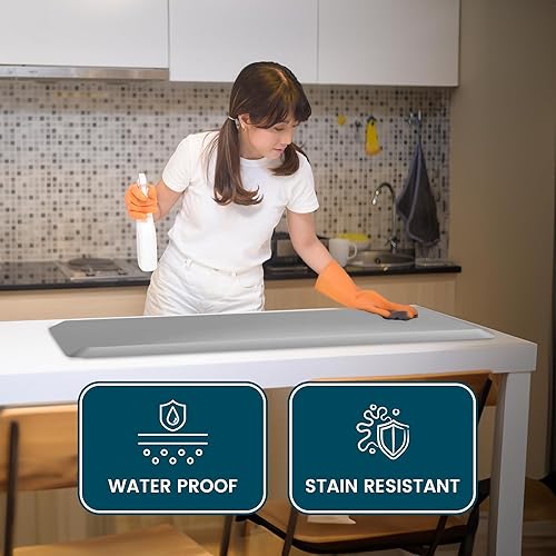 Miniatura 4 de Luxury Anti Fatigue Mats for Kitchen Floor–2 Piece Cushioned Set (17.3"x28" & 17.3"x47") – Ergonomic Standing Desk Mat for Office or Kitchen–PVC,