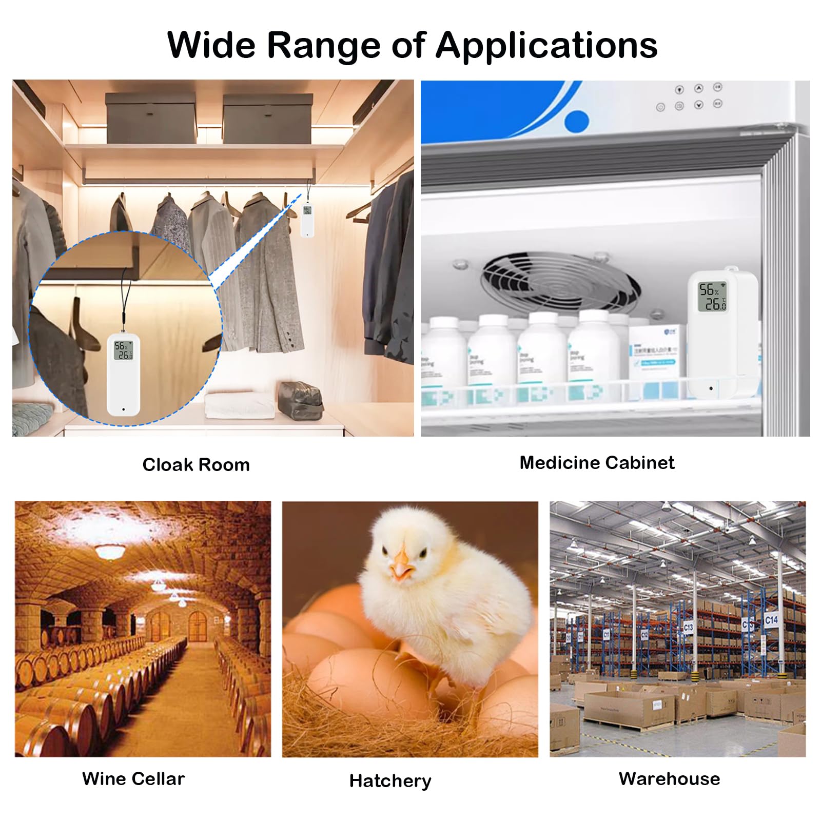 Termómetro higrómetro WiFi: sensor inteligente de humedad de temperatura con alarma de notificación, almacenamiento y exportación de datos, monitor de temperatura calibrable, compatible con Alexa (2