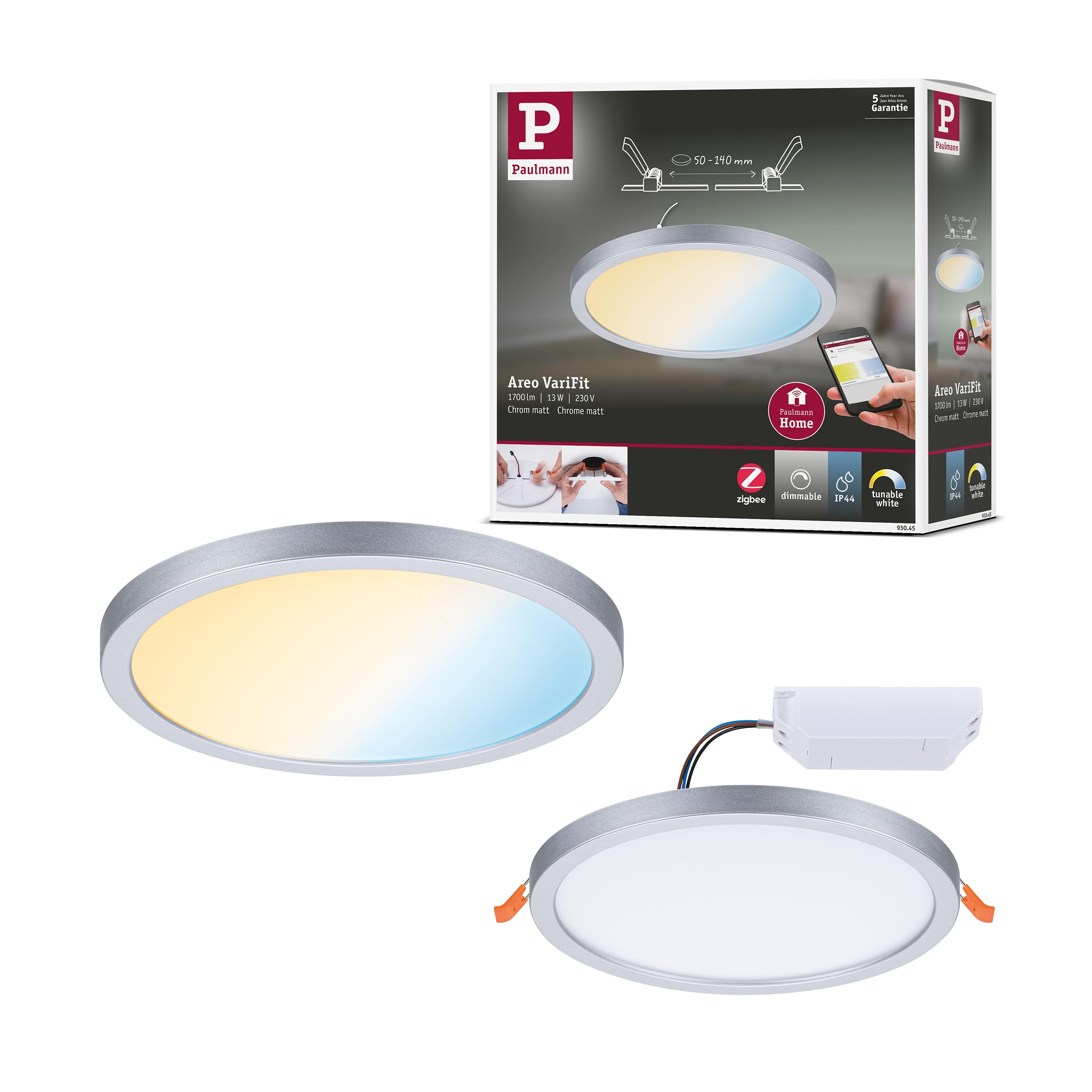 Paulmann Areo Panel Zigbee Cct Round Chrome 17.5Cm