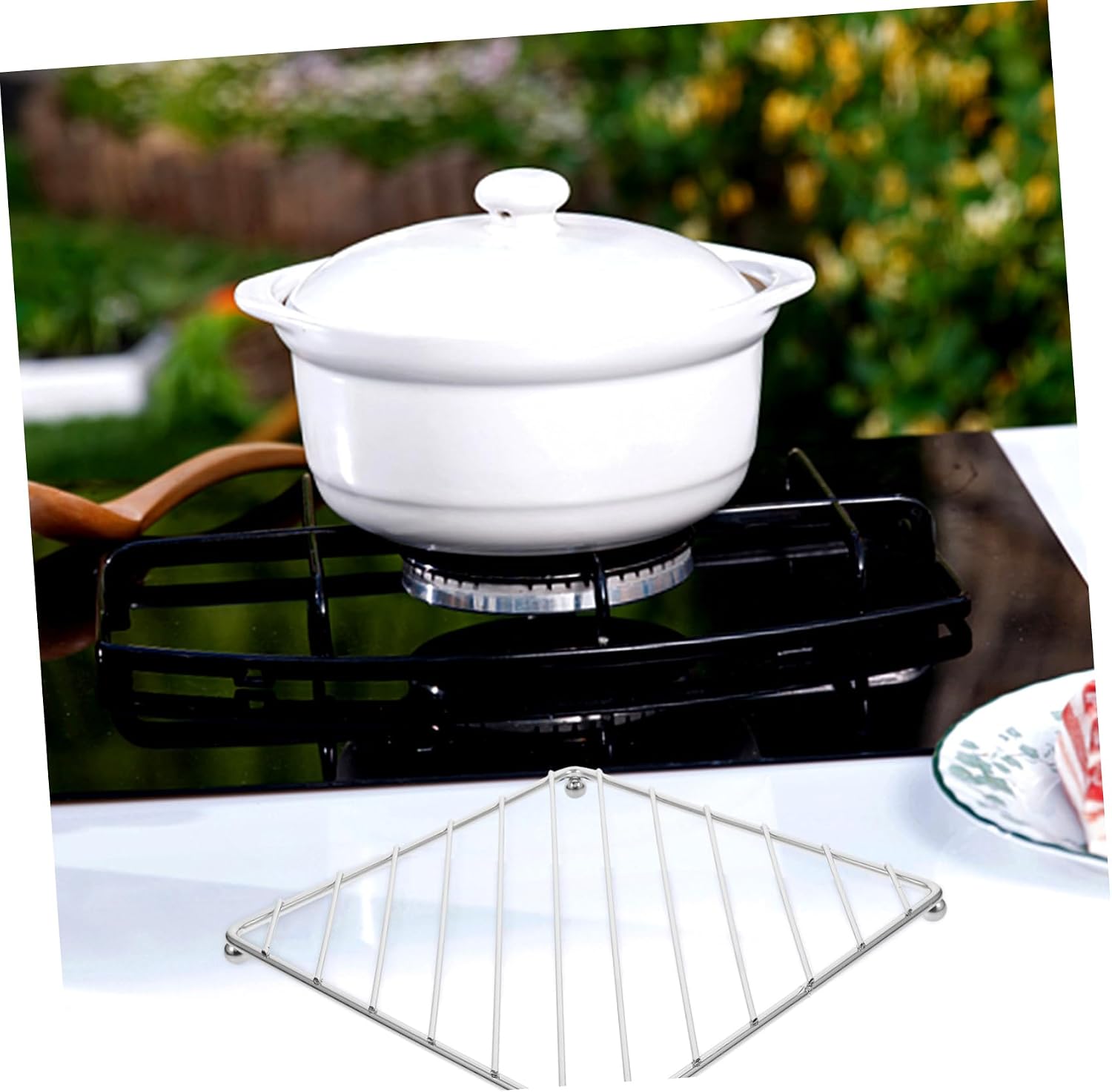 3pcs Metal Pot Holder Square Trivet for Hot Pot Heat Resistant Pad for Cooking Home Decor