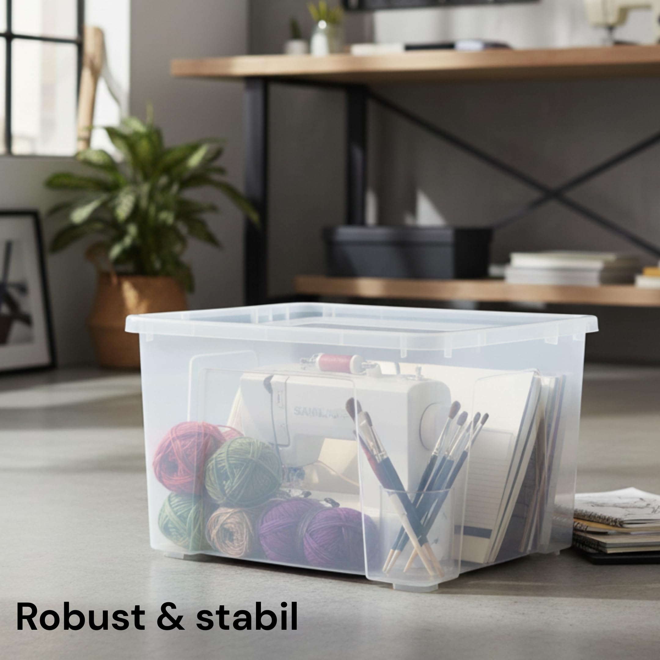 IKEA Samla Scatola portaoggetti con coperchio – 45L con coperchio, scatole impilabili trasparenti – Scatole portaoggetti robuste – Grandi scatole portaoggetti per la casa e il seminterrato - LxPxH