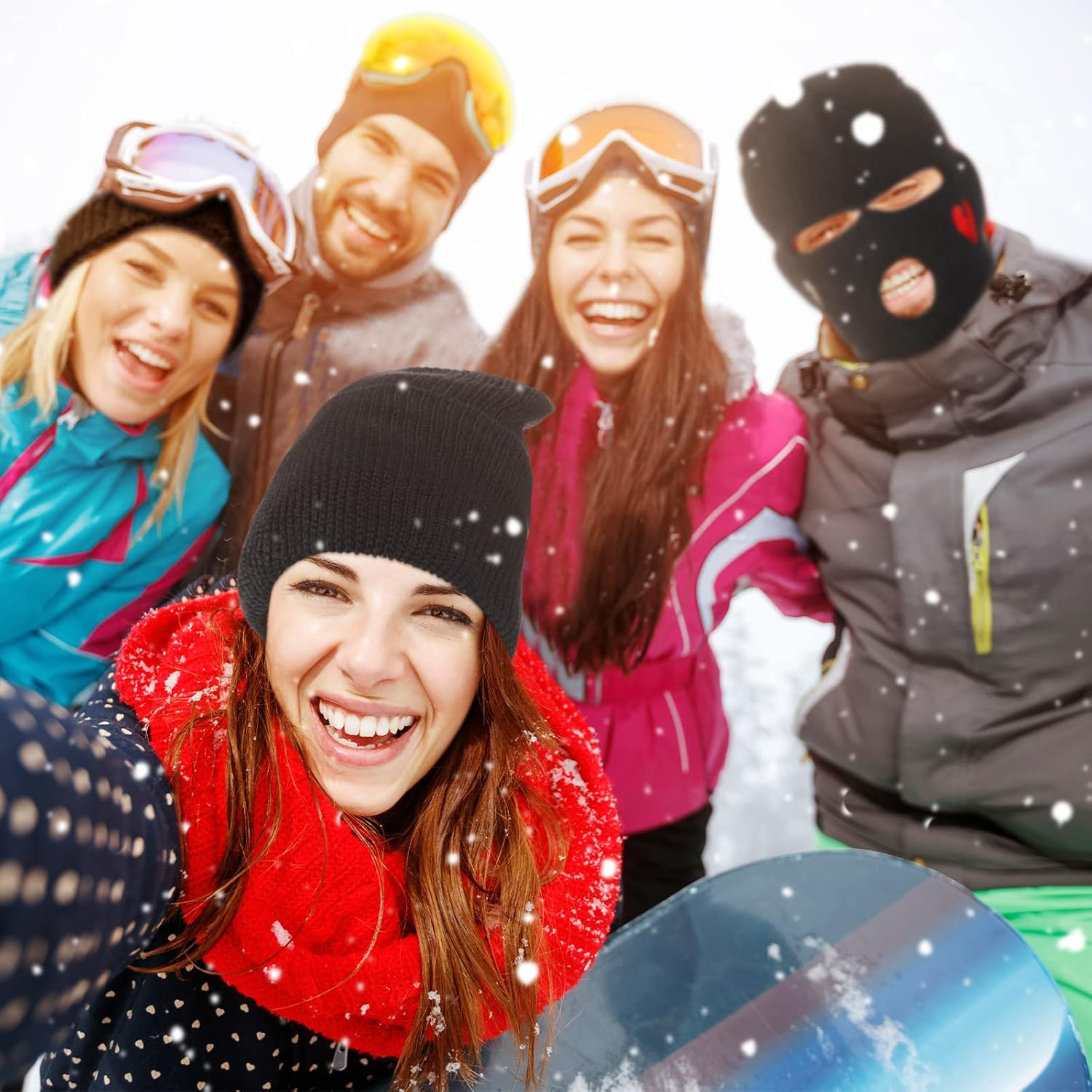 Bencailor 2 Pcs 3 Hole Ski Mask with Design Winter Knitted Mask Warm Balaclava 3 Hole Full Face Cover for Women Men Outdoor(Black,Heart Style) - Image 7