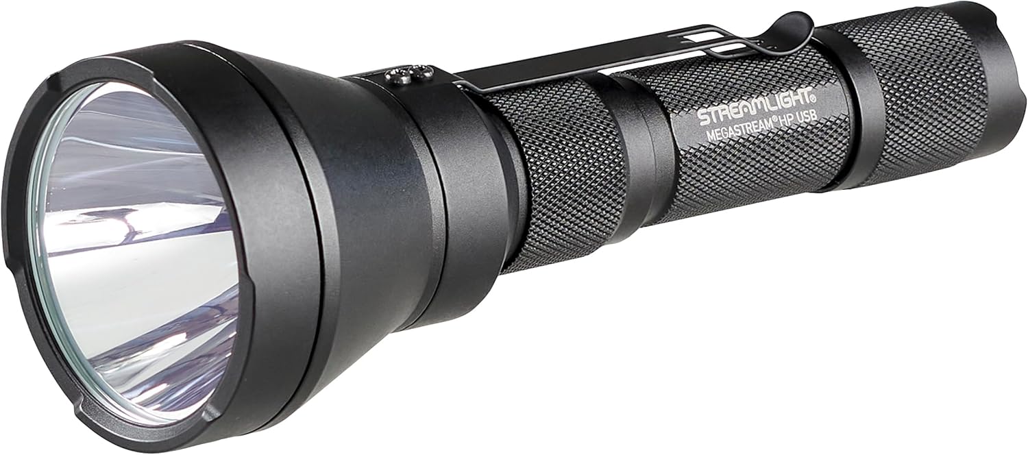 Streamlight 66211 MegaStream HP USB 1350-Lumen 310000-Candela Rechargeable EDC Flashlight Includes Rechargeable Battery, USB-C Cable, and Holster, Black