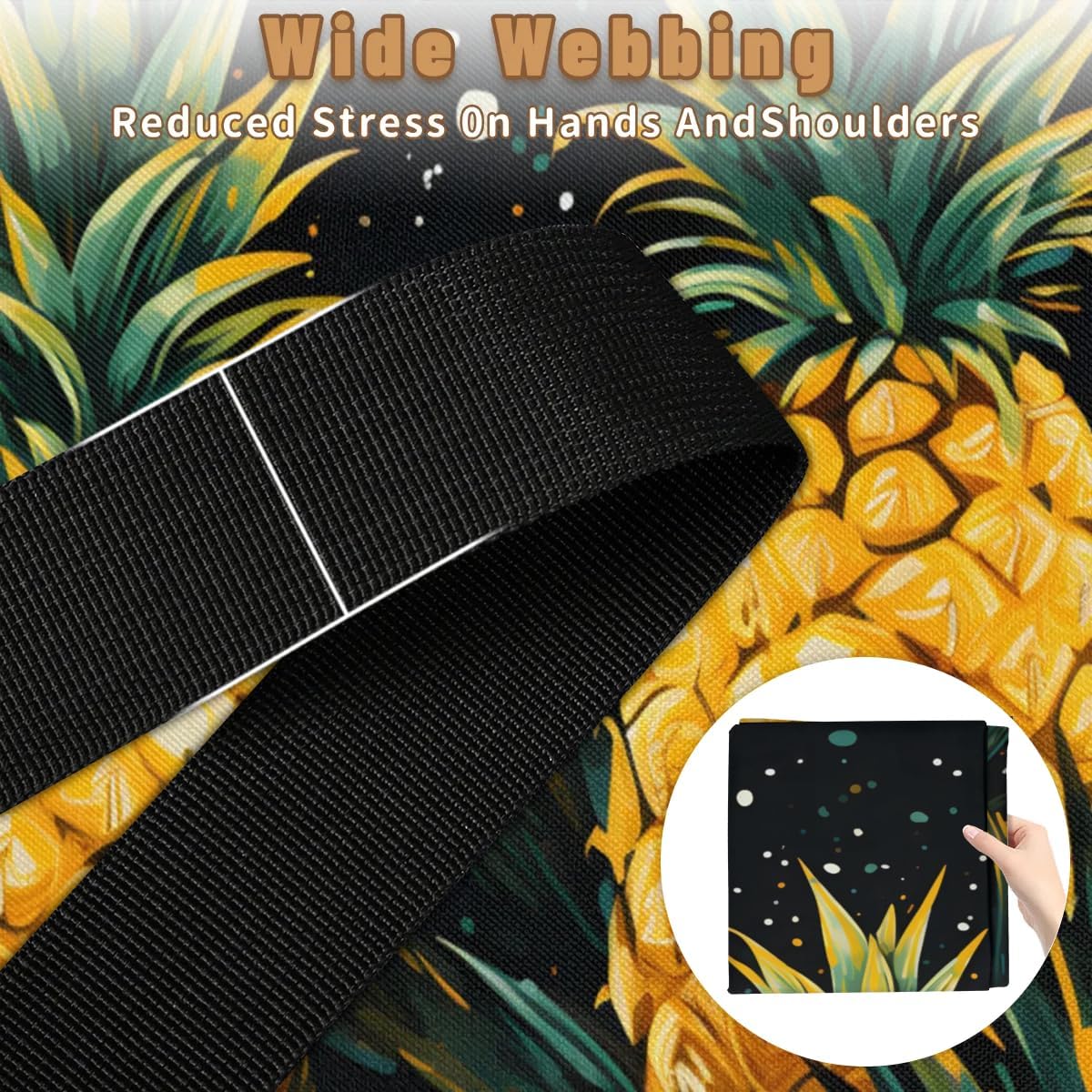 Honeybaby 214L Extra Large Comforter Storage Bag Summer Pineapple Fruit Storage Totes with Lids Waterproof Closet Organizer Folding Blanket Storage Bags for Clothes Bedding Pillows