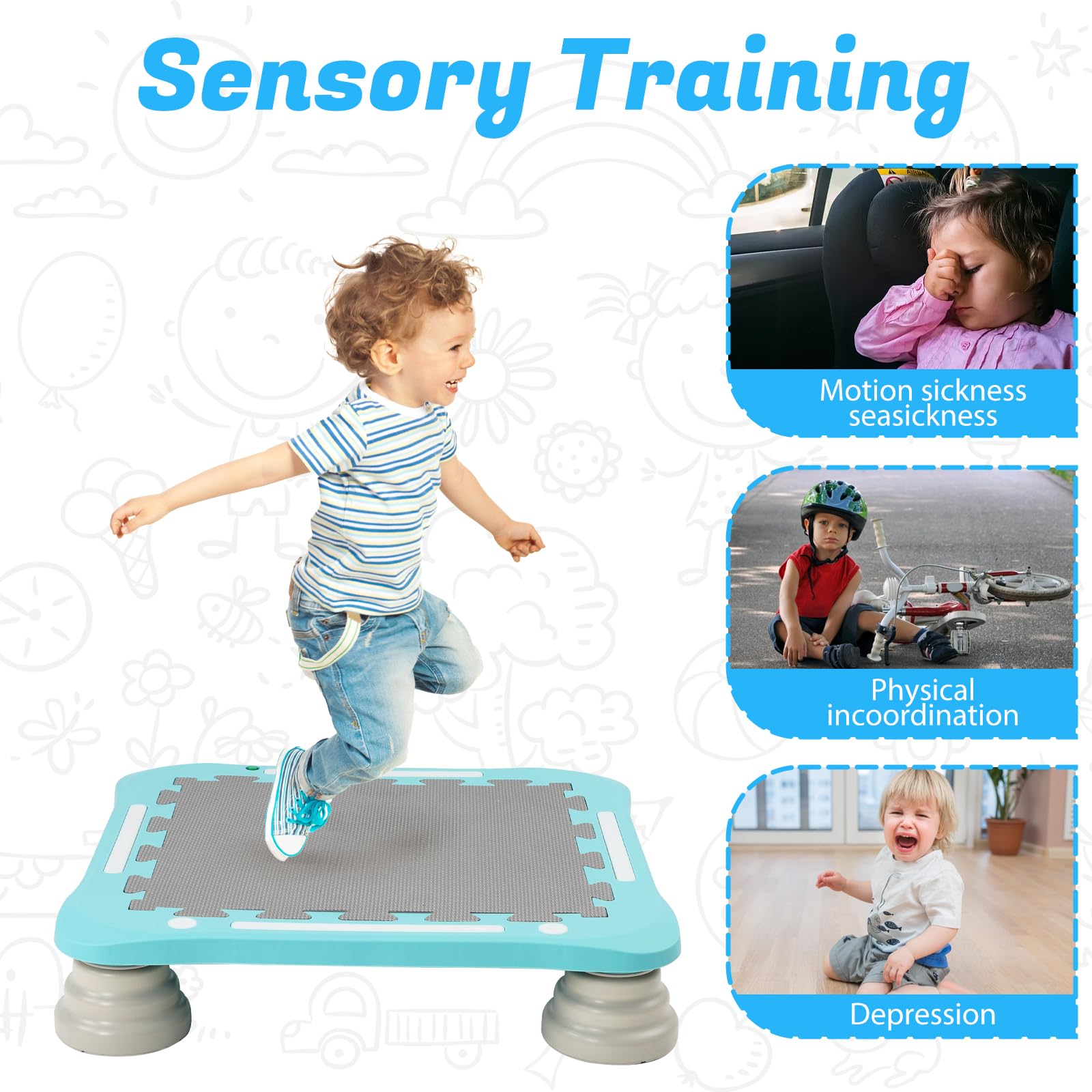 Trampolino sensoriale per bambini, autismo, bassa elasticità, per interni