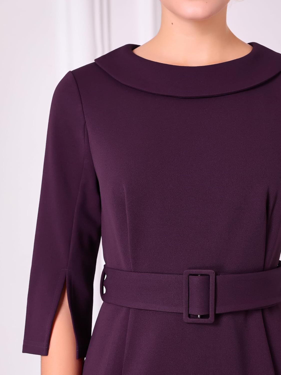 Women's Vintage Sheath Dress Half Sleeve Collared Work Pencil Dress