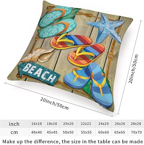 Miniatura 2 de Funda de cojín para sofá con temática oceánica, chanclas coloridas de lino blanco con estrellas de mar y playa, almohada tropical de playa hawaiana,
