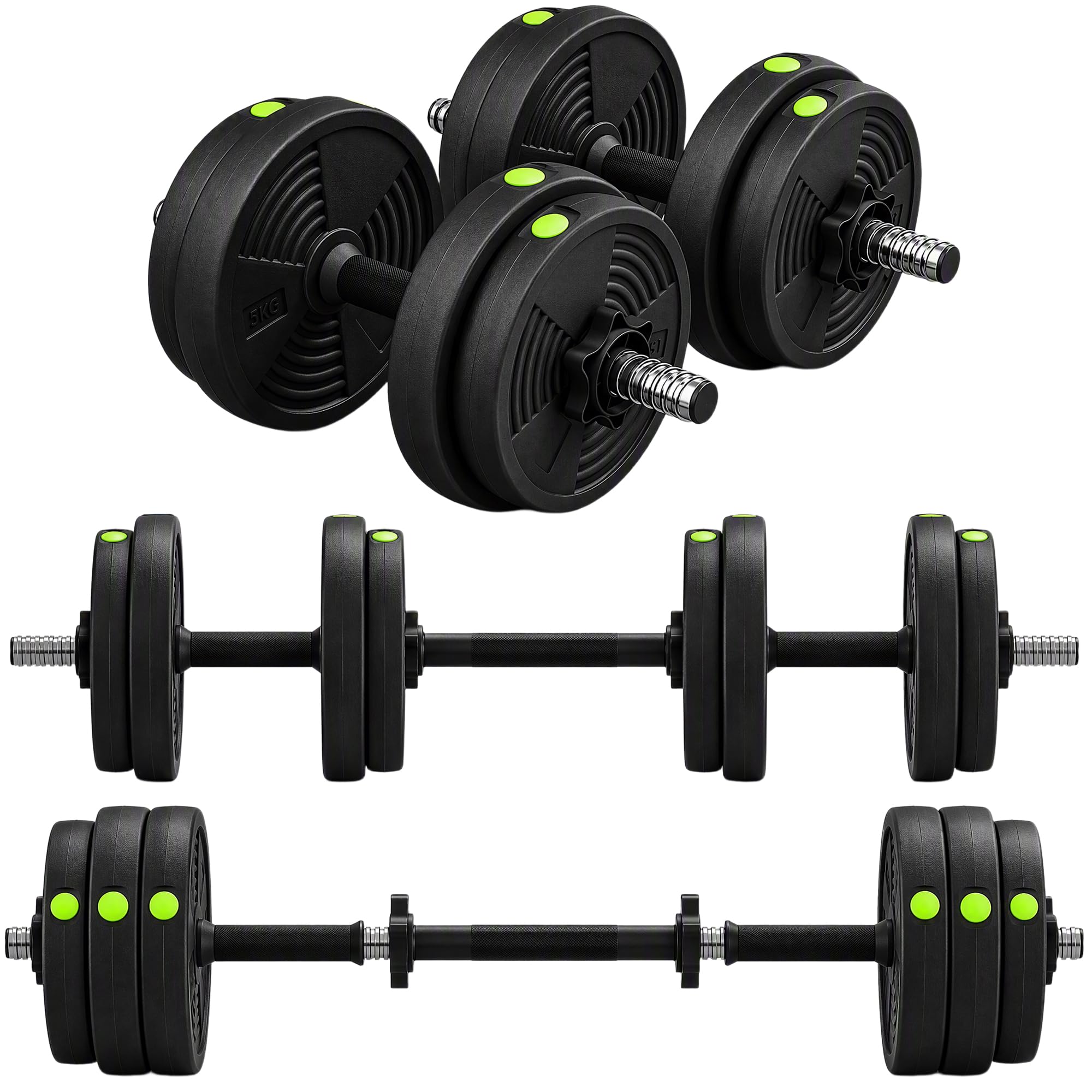 SPORTNOW Set di manubri regolabili 2 in 1, 15 kg a 30 kg, set di manubri con barra di collegamento e impugnatura antiscivolo, manubri e manubri per uomini e donne, esercizio fitness, casa palestra