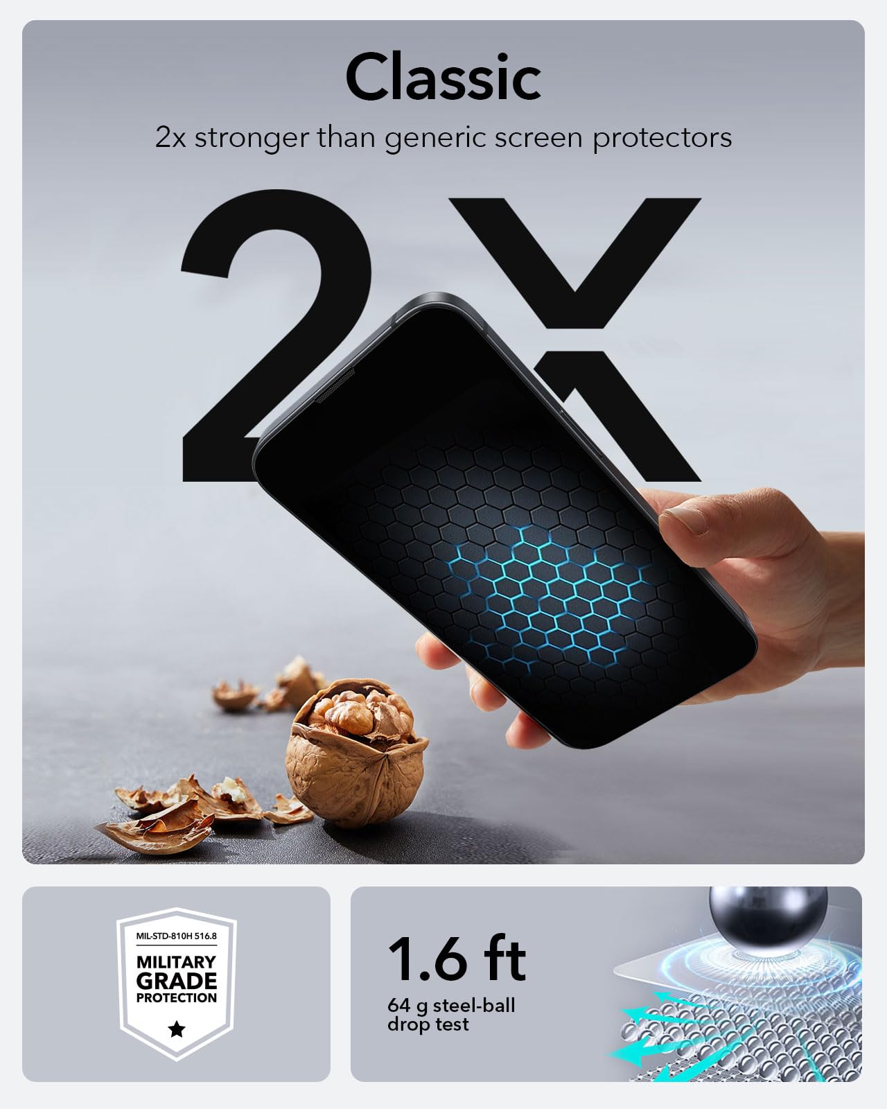 ESR Pellicola Vetro Temperato per iPhone 16e/ iPhone 14/ iPhone 13 Pro/iPhone 13, Protezione di livello militare, Durezza 9H, Vetro temperato a copertura totale con supporto UltraFit, 3 Pezzi