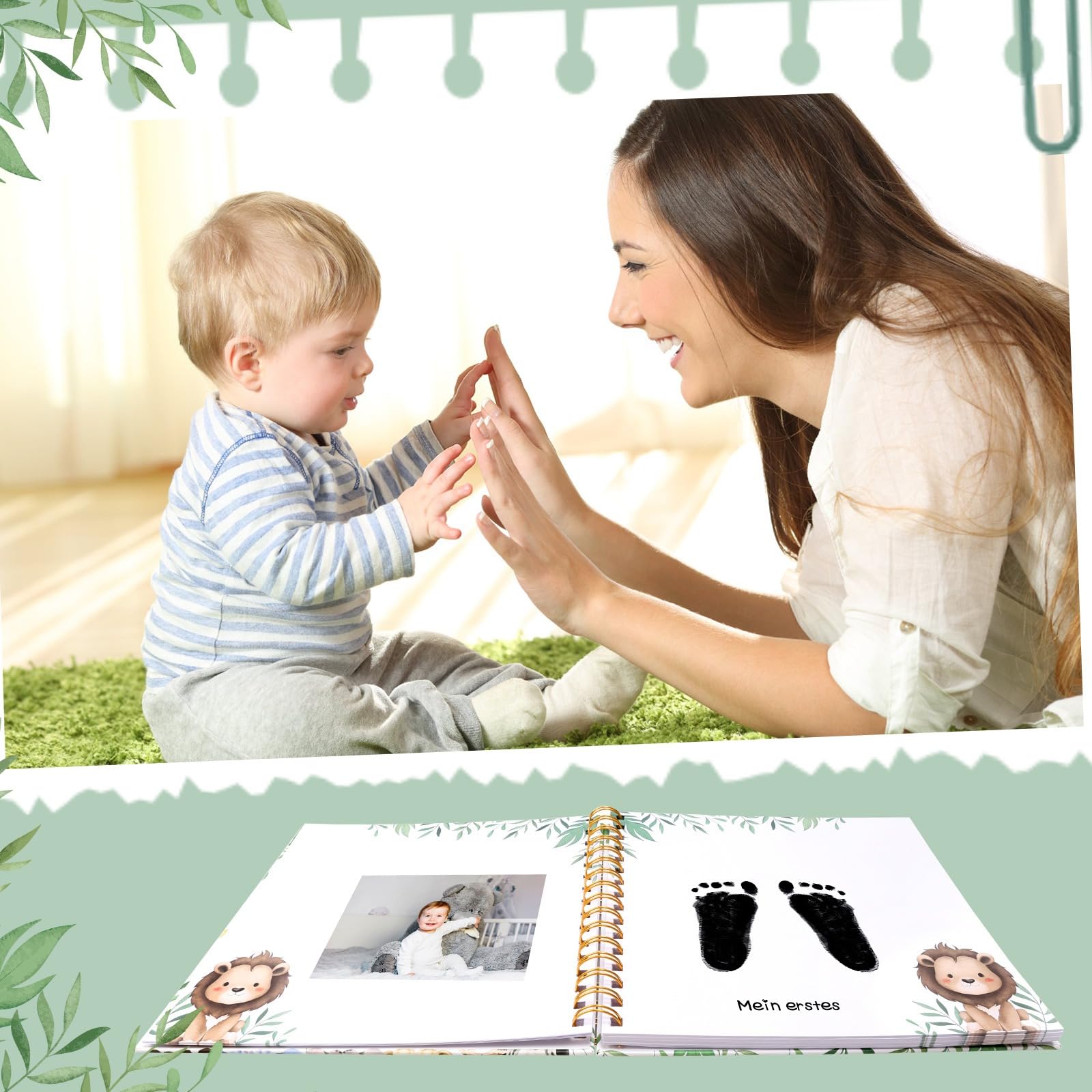 Personalisiertes Baby Gästebuch 1 Jahr, Eintragalbum für ersten Geburtstag, Erinnerungsbuch für Kinderparty, Geschenk zur Taufe (Varianten 1)