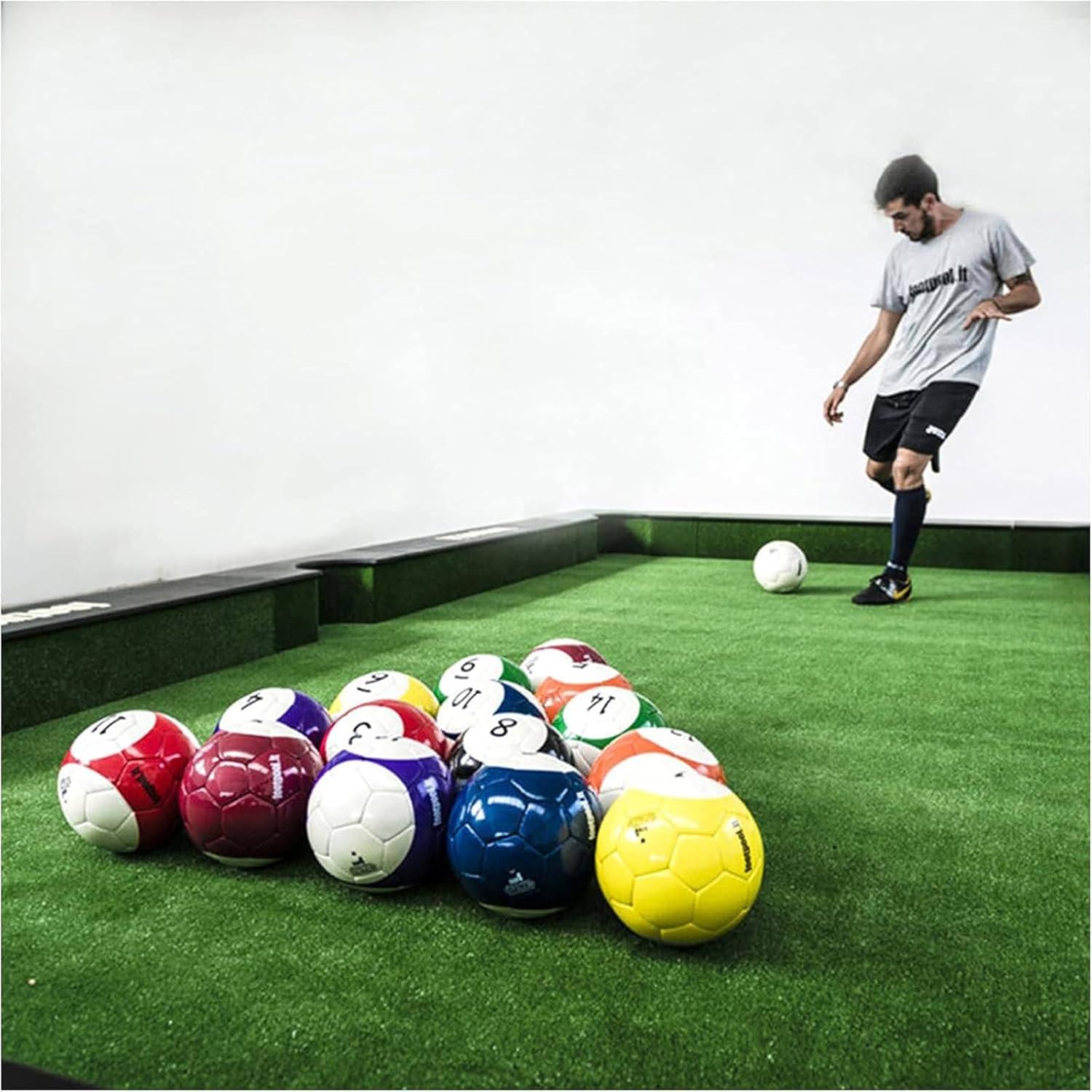 NOLLAM Inflatable Football Snooker Balls Table Games,Poolball Leather Football Pool Kick Billiards Set,Sports Recreation Game for Backyard Rooms Outdoor Game Entertainment,20cm