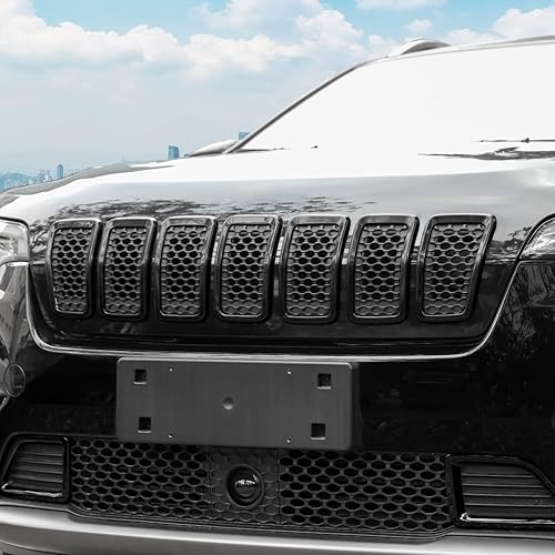 Miniatura 5 de JeCar Kit de moldura de rejilla ABS para Jeep Cherokee 2019-2021 KL, color negro