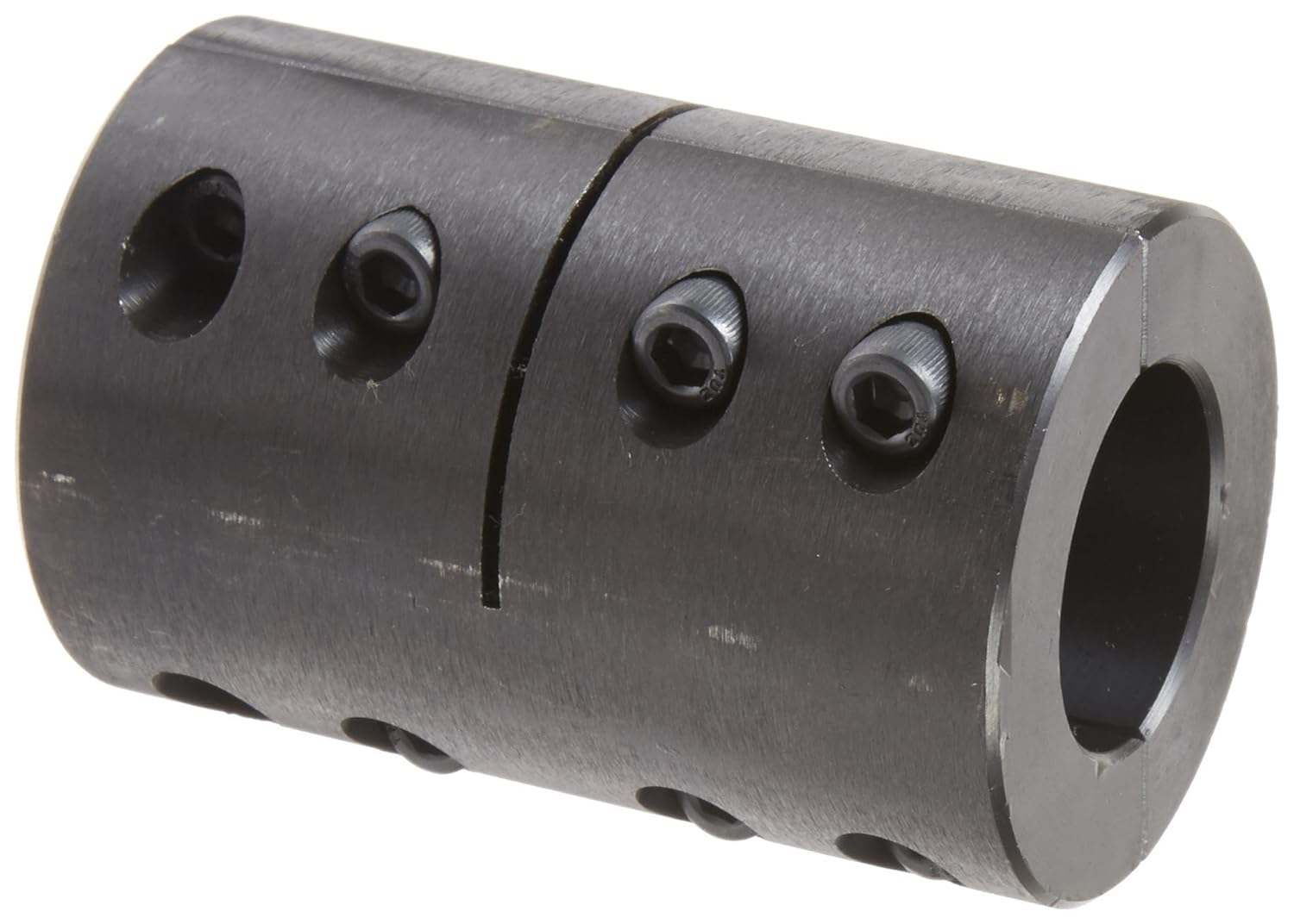 Climax Part 2CC-125-125 Mild Steel, Black Oxide Plating Clamping Coupling, 1 1/4 inch X 1 1/4 inch bore, 2 1/4 inch OD, 3 3/8 inch Length, 1/4-28 x 3/4 Clamp Screw