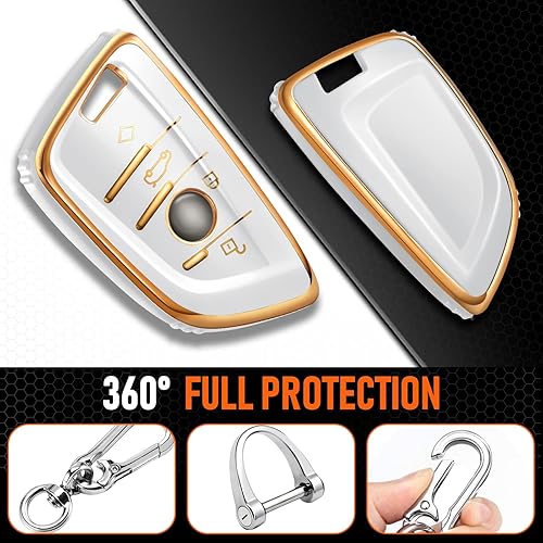 Miniatura 4 de Funda para llavero BMW, accesorios para BMW 1 2 3 4 5 6 7 Series X1 X2 X3 X4 X5 X6 M5 M6 GT3 GT5 4 botones, funda de TPU+anillo en D + gancho