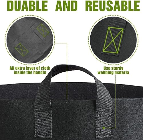 Miniatura 3 de Covers infinite Bolsas de cultivo de 3 galones, paquete de 12, macetas de tela de 3 galones, bolsas de cultivo de aireación, bolsas de jardín