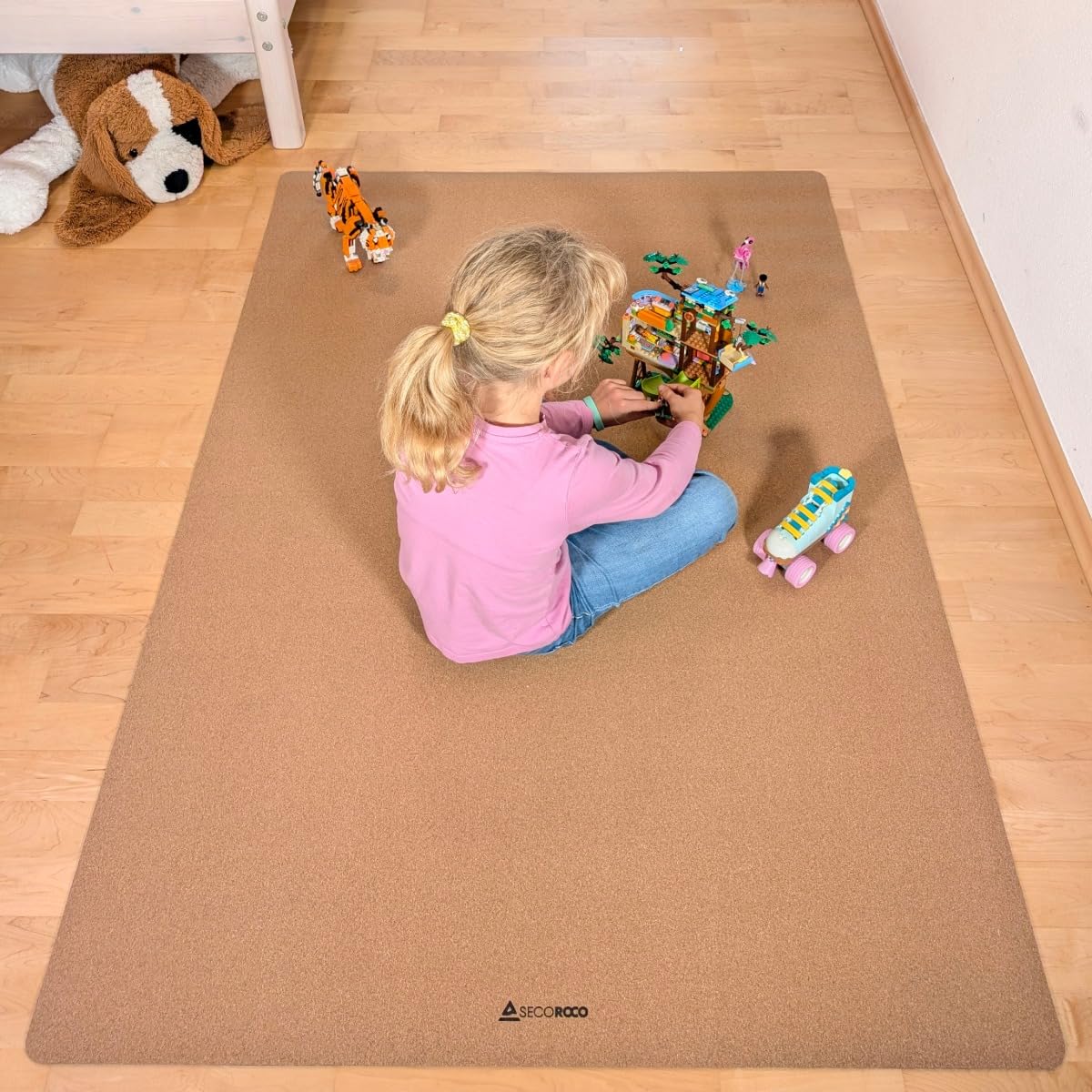 Spielmatte aus Kork. Schadstofffreie Krabbelmatte für Babys und Kinder. Natur 160x110 cm