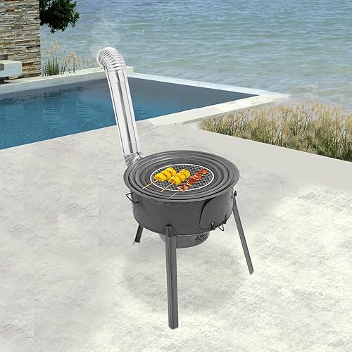 Miniatura 2 de Estufa de leña portátil, estufa de tienda de campaña caliente de acero inoxidable con tubos de chimenea, calefacción al aire libre y cocina estufa