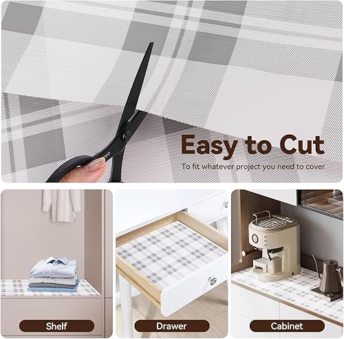 Miniatura 5 de Revestimiento de estante de cajón para armarios de cocina, papel antideslizante no adhesivo, fácil de limpiar, agarre fuerte, grueso, impermeable,